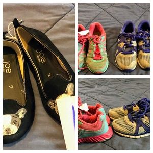 3 PAIRS Reebox FILA Dog flats 12, sneakers 13 Mint